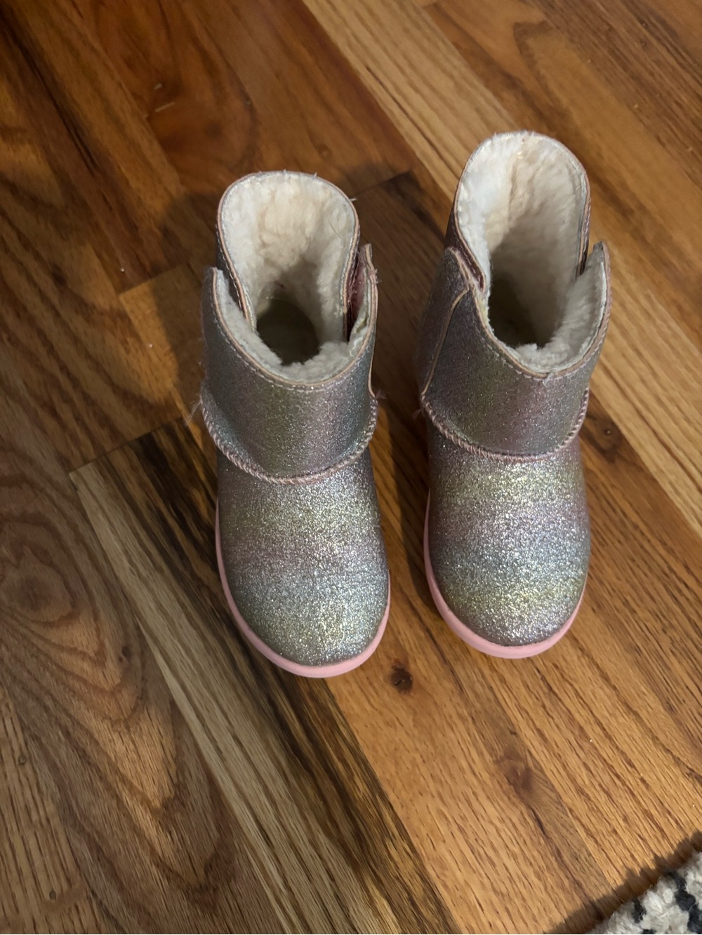 UGG Kids Iridescent Glitter Pink Trim Boots